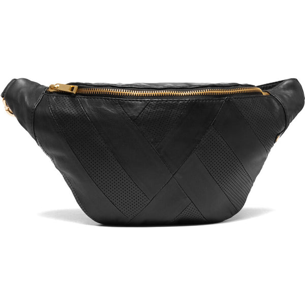 DEPECHE Læder bumbag dekoreret med perforeret mønster Bumbag 099 Black (Nero)