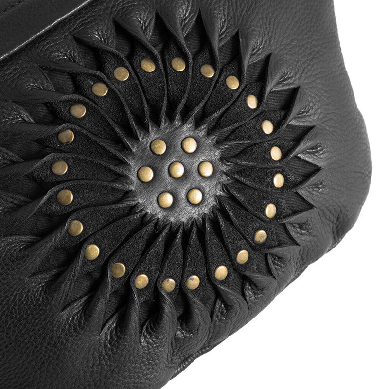 DEPECHE Læder bumbag med smukt håndlavet mønster Bumbag 099 Black (Nero)