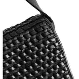 DEPECHE Læder crossover taske dekoreret med flet Cross over 099 Black (Nero)