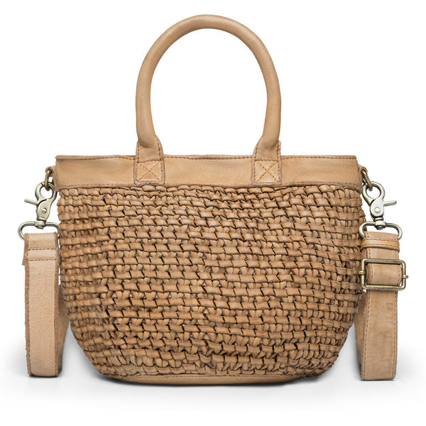 DEPECHE Læder håndtaske dekoreret med flet Shoulderbag / Handbag 012 Nature 