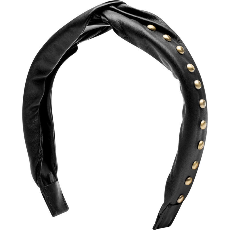 DEPECHE Læder hårbøjle dekoreret med nitter Accessories 099 Black (Nero)