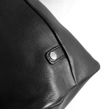 DEPECHE Læder shopper taske dekoreret med canvas crossbodyrem Shopper 099 Black (Nero)