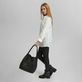 DEPECHE Læder shopper taske i en blød og slidbar kvalitet Shopper 099 Black (Nero)