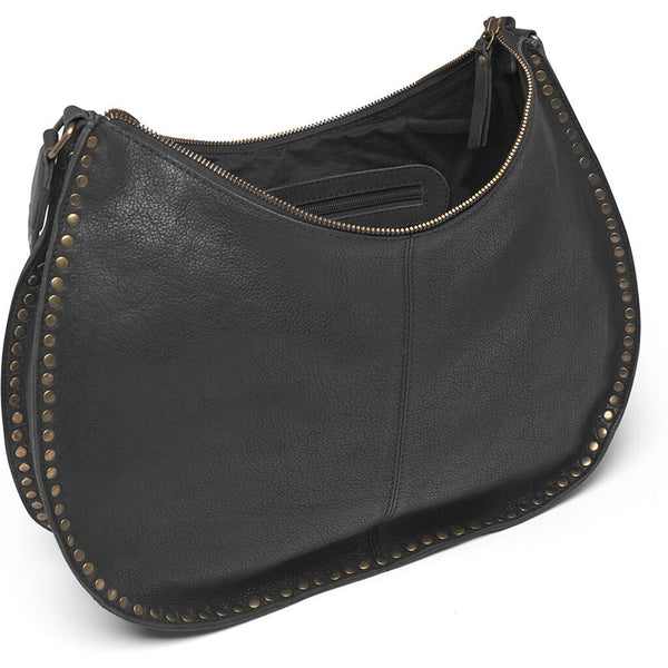 DEPECHE Læder skuldertaske dekoreret med smukke nitter Shoulderbag / Handbag 099 Black (Nero)