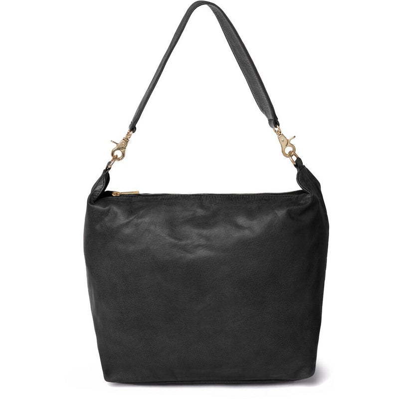 DEPECHE Læder skuldertaske med guldfarvet hardware Shoulderbag / Handbag 099 Black (Nero)