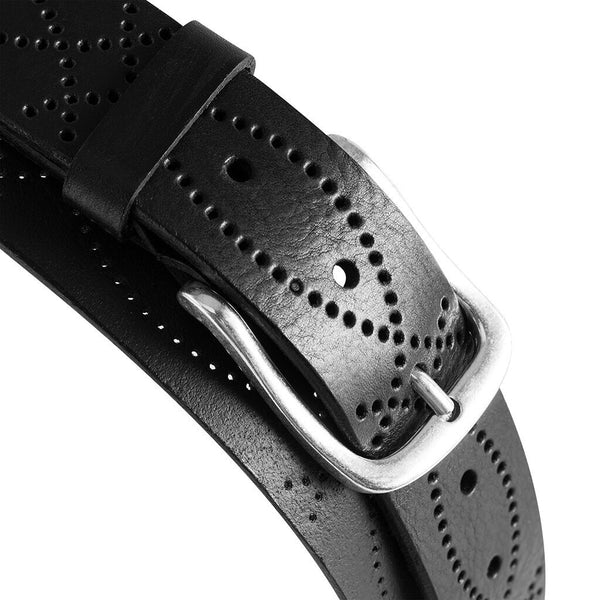 DEPECHE Læderbælte med et smukt westernmønster Belts 099 Black (Nero)