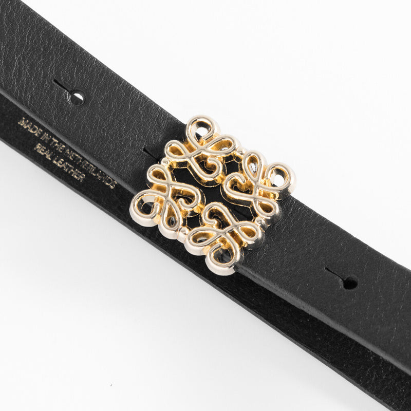 DEPECHE Læderbælte med smukt bæltespænde Belts 099 Black (Nero)