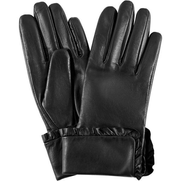 DEPECHE Læderhandske med frynse detalje Gloves 099 Black (Nero)