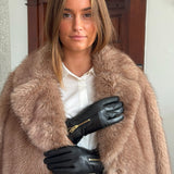 DEPECHE Læderhandsker dekoreret med lynlås på front Gloves 097 Gold