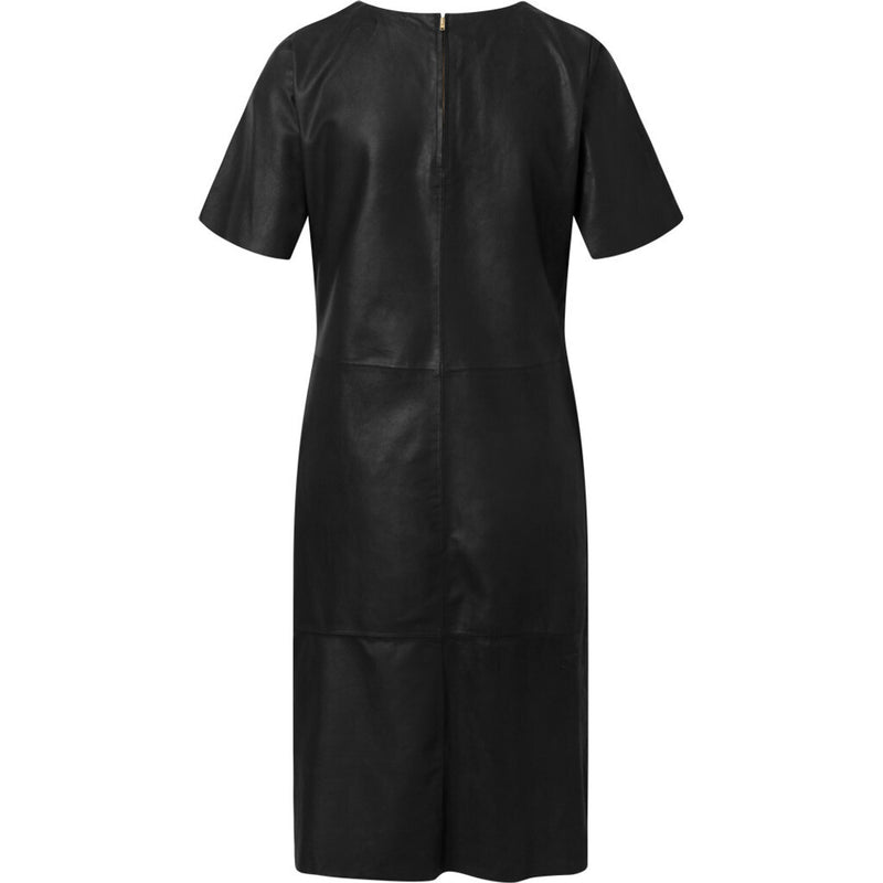 Depeche leather wear Læderkjole i enkelt og feminint look Dresses 099 Black (Nero)