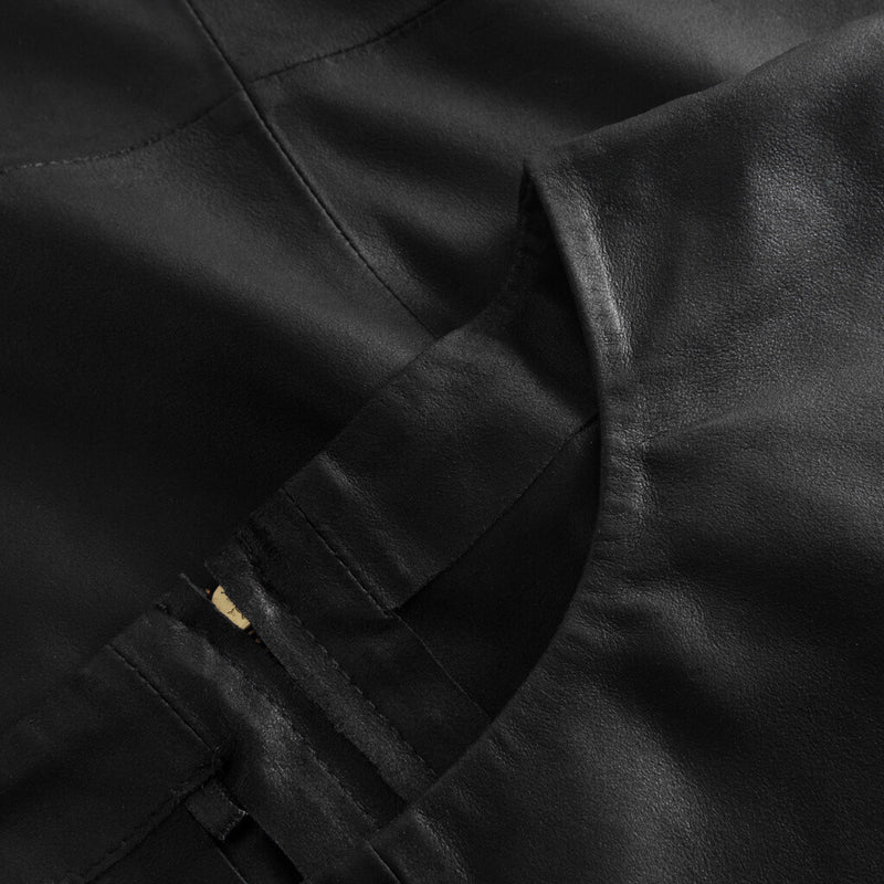 Depeche leather wear Læderkjole i enkelt og feminint look Dresses 099 Black (Nero)