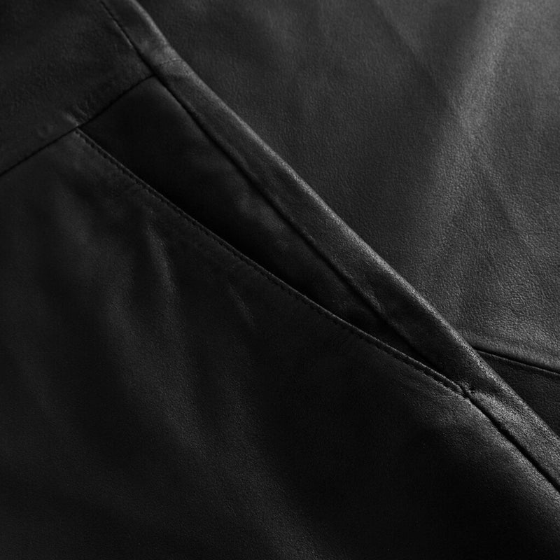 Depeche leather wear Læderkjole i enkelt og feminint look Dresses 099 Black (Nero)