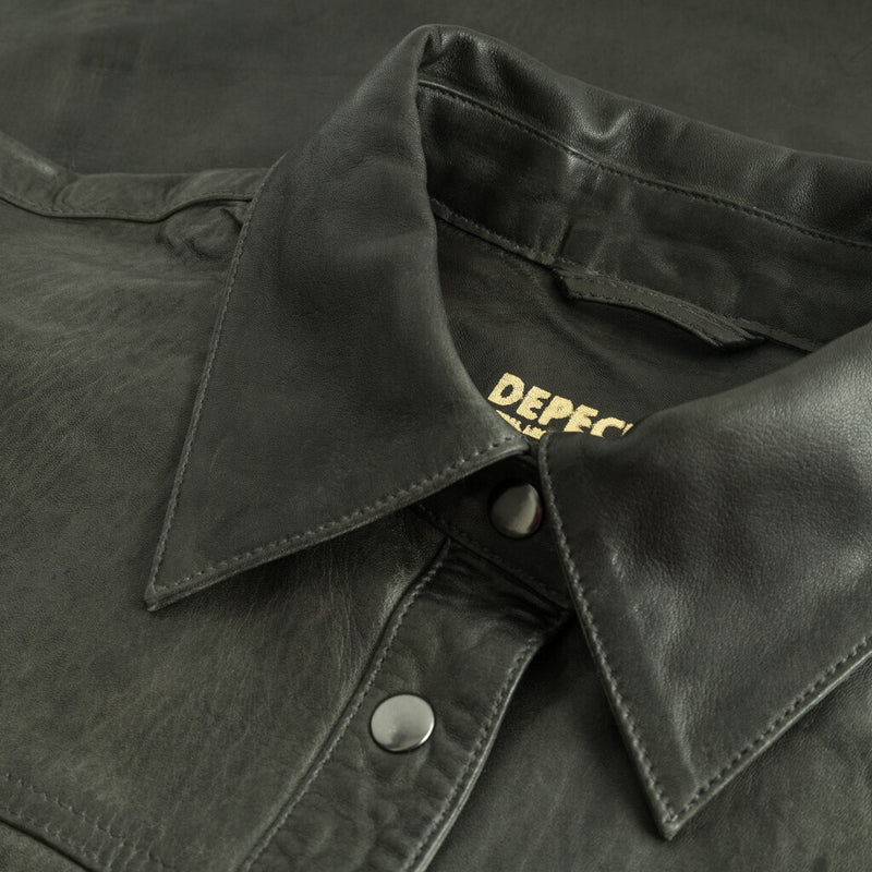 Depeche leather wear Lang Tanja skindskjorte i lækker kvalitet Shirts 213 Vintage green