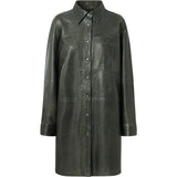 Depeche leather wear Lang Tanja skindskjorte i lækker kvalitet Shirts 213 Vintage green