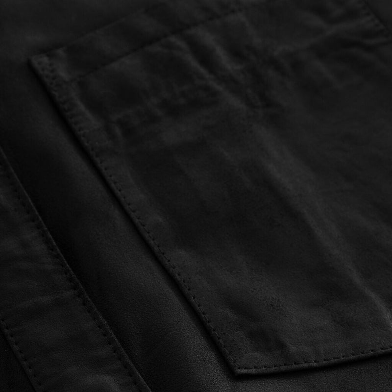 Depeche leather wear Lang Tielde læderskjorte i blød kvalitet Shirts 099 Black (Nero)