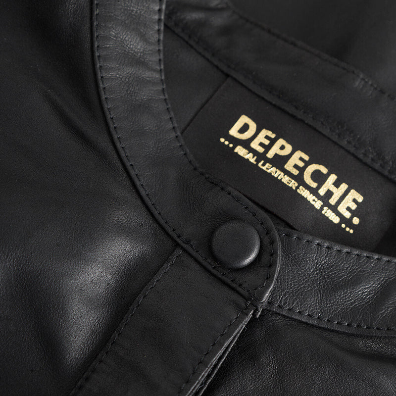 Depeche leather wear Lang Tracy skjortekjole i skind Shirts 099 Black (Nero)