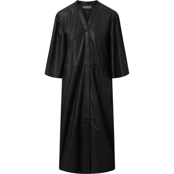 Depeche leather wear Lang skjorte/kjole i en dejlig blød læderkvalitet Dresses 099 Black (Nero)