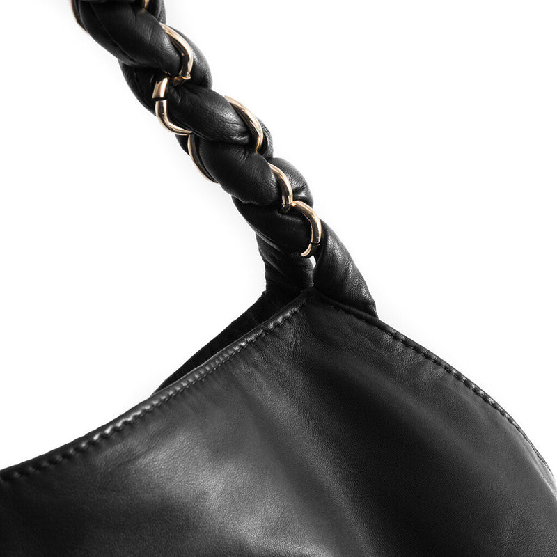 DEPECHE Leather shopper bag with hand strap in leather and metal Shopper 099 Black (Nero)