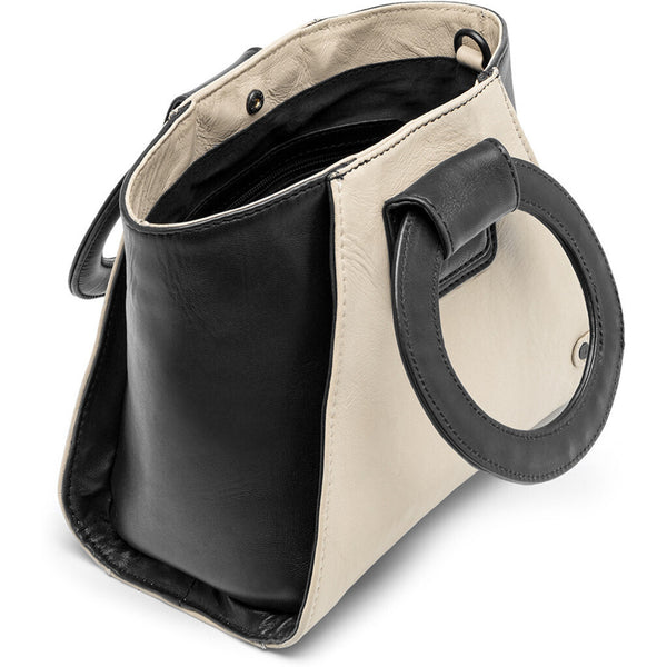 DEPECHE Lille håndtaske med stilfuldt læderhåndtag Shoulderbag / Handbag 229 Black/Vanilla