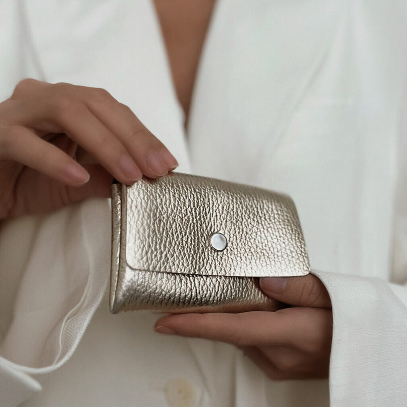 DEPECHE Lille pung/kredit kort holder i blødt læder Purse / Credit card holder 108 Champagne