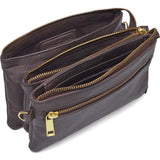 DEPECHE Lille skindtaske med guldfarvede detaljer Small bag / Clutch 161 Dark brown