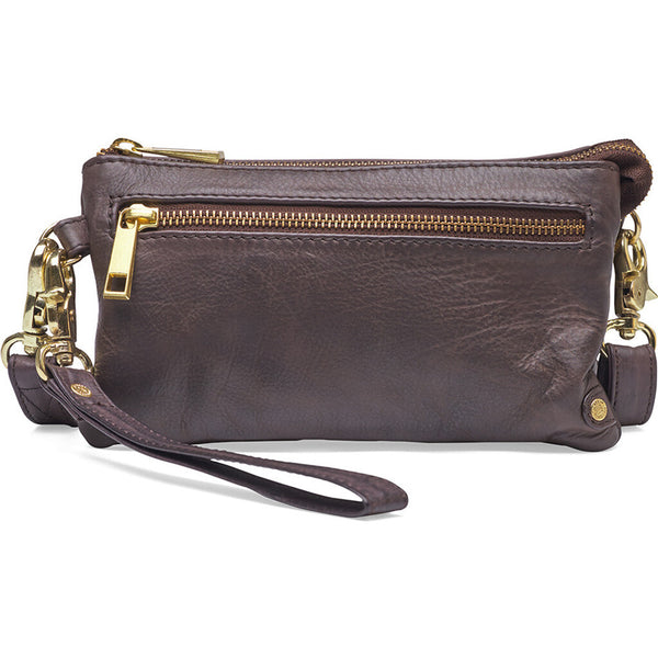 DEPECHE Lille skindtaske med guldfarvede detaljer Small bag / Clutch 161 Dark brown