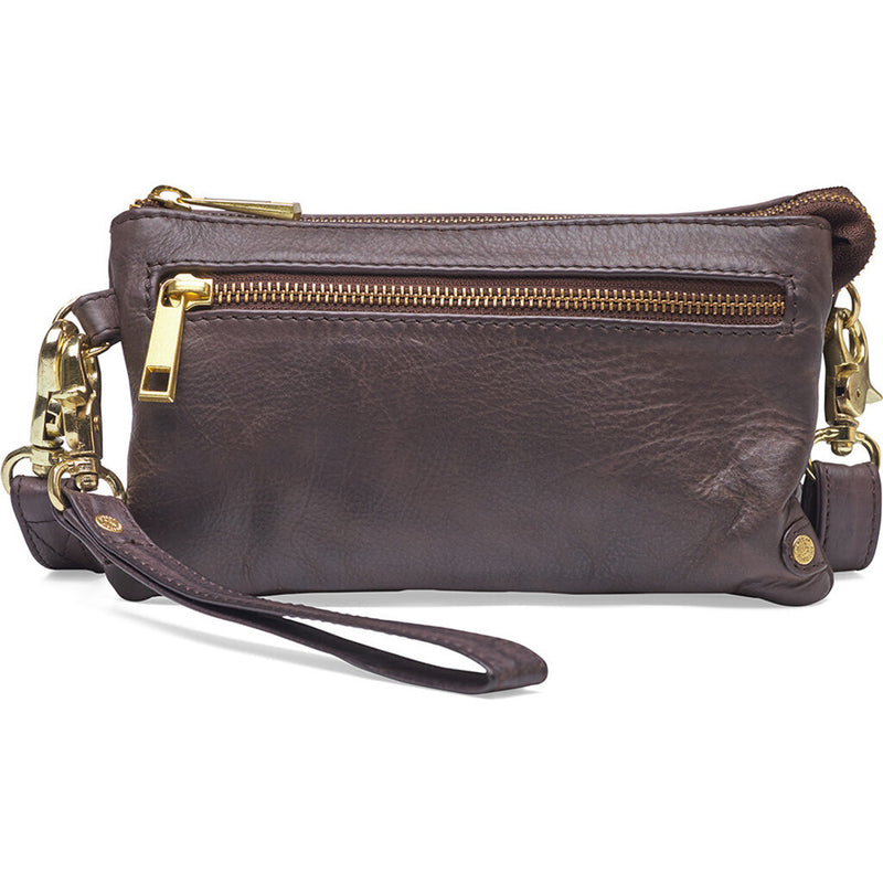 DEPECHE Lille skindtaske med guldfarvede detaljer Small bag / Clutch 161 Dark brown