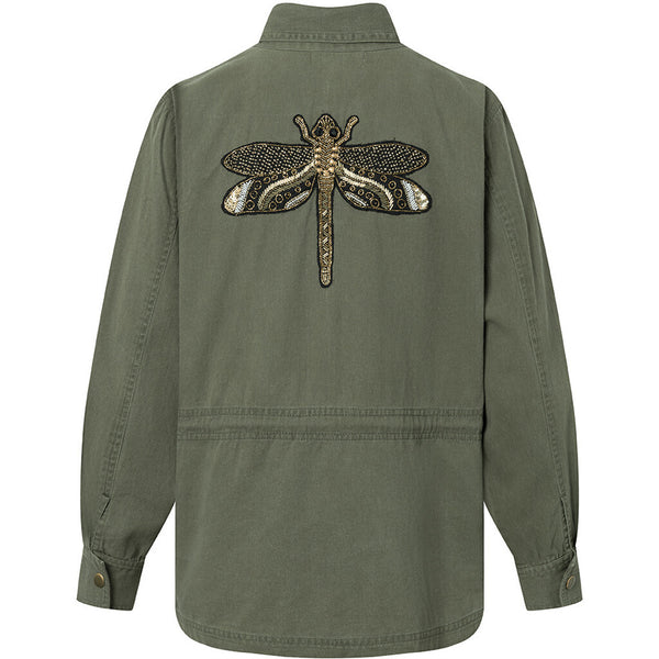 Depeche Clothing Lilly jakke dekoreret med en smuk patch Jackets 054 Khaki (Visione)