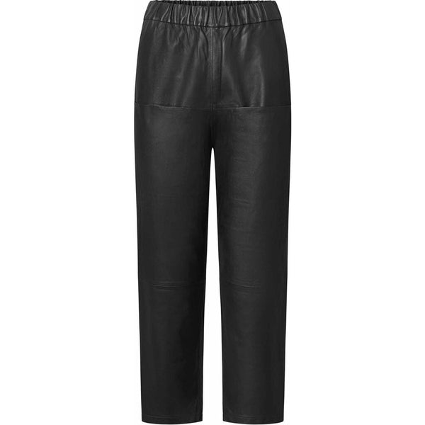 Depeche leather wear Loose fit læderbukser med lommer på fronten Pants 099 Black (Nero)
