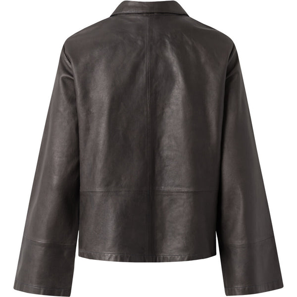 Depeche leather wear Loose fit læderskjorte med simple detaljer Shirts 175 Charcoal