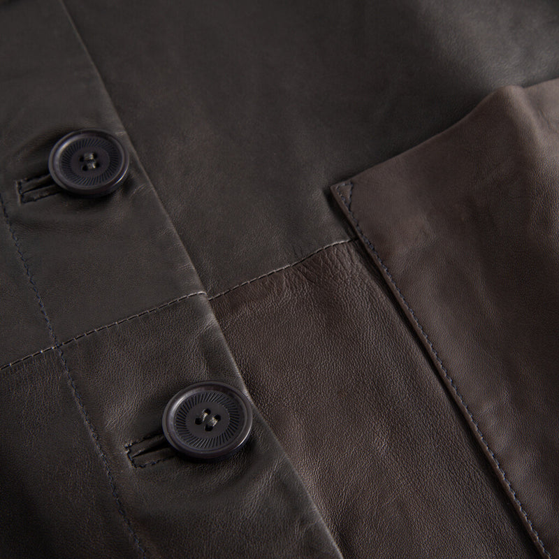 Depeche leather wear Loose fit læderskjorte med simple detaljer Shirts 175 Charcoal