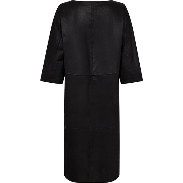 Depeche leather wear Lorenza skindkjole med fin ærme detalje Dresses 099 Black (Nero)