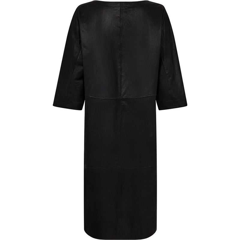 Depeche leather wear Lorenza skindkjole med fin ærme detalje Dresses 099 Black (Nero)