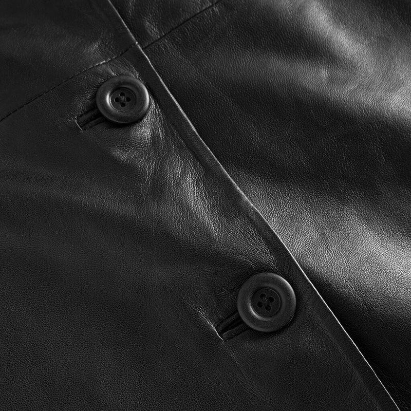 Depeche leather wear Mille lang skindjakke i blød kvalitet Jackets 099 Black (Nero)