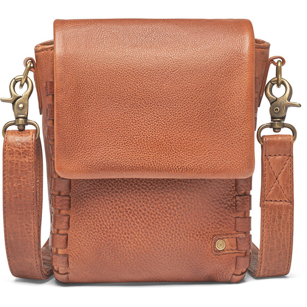 DEPECHE Mobiltaske dekoreret med smukke kantsyninger Mobilebag 014 Cognac