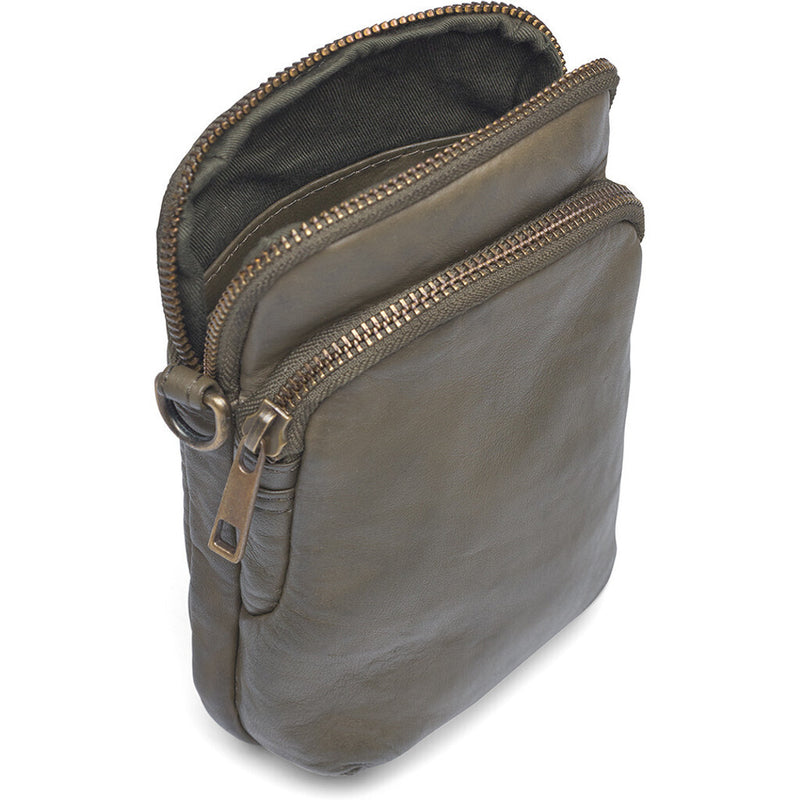DEPECHE Mobiltaske i blødt vintage look skind Mobilebag 049 Army Green