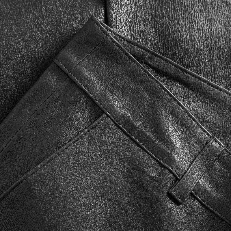 Depeche leather wear Musthave RW Caroline chino læderbuks i strækkvalitet Pants 099 Black (Nero)