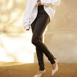 Depeche leather wear Musthave Aya HW skindleggings i blød og strækkvalitet Pants 008 Chocolate