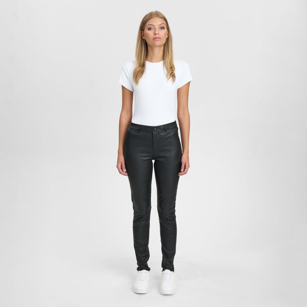 Depeche leather wear Musthave RW Caroline chino læderbuks i strækkvalitet Pants 099 Black (Nero)