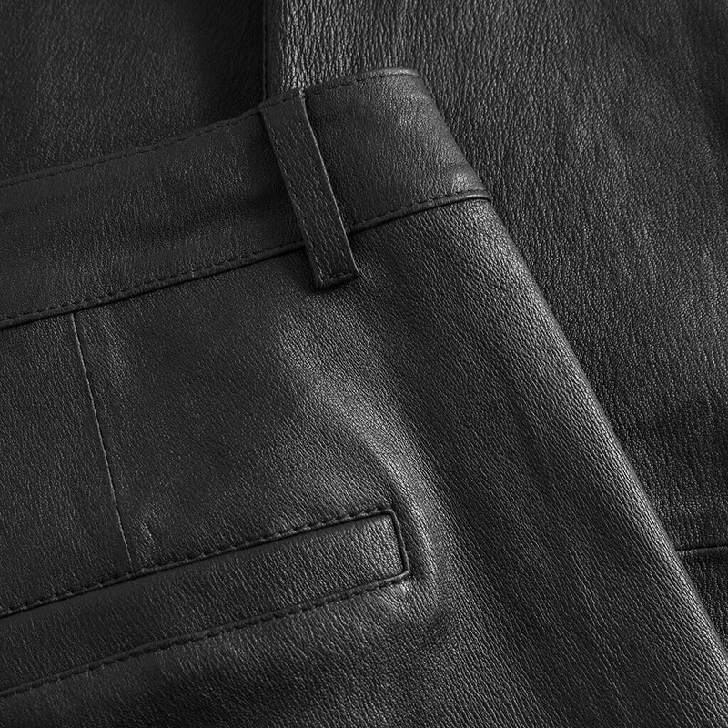 Depeche leather wear Musthave RW Caroline chino læderbuks i strækkvalitet Pants 099 Black (Nero)