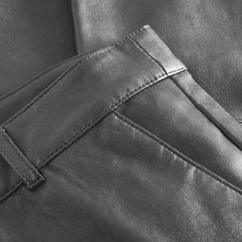 Depeche leather wear Musthave RW Caroline chino læderbuks i strækkvalitet Pants 129 Dark grey