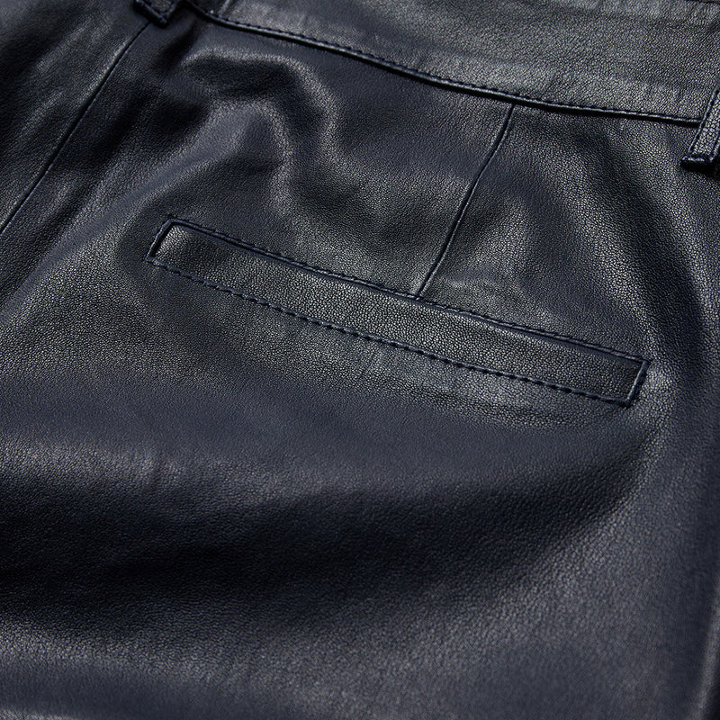 Depeche leather wear Musthave RW Caroline chino læderbuks i strækkvalitet Pants 285 Midnight Blue