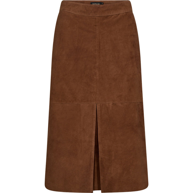 Depeche leather wear Naomi midi ruskindsnederdel Skirts 014 Cognac