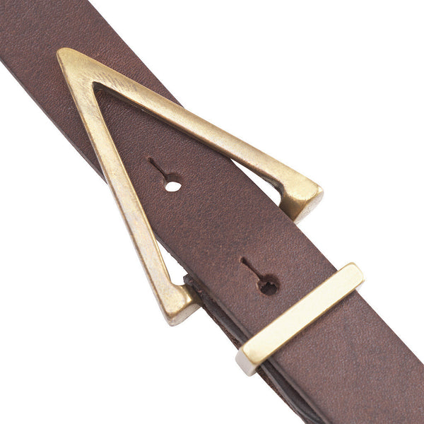 DEPECHE Narrow læder bælte med smukke detaljer Belts 161 Dark brown