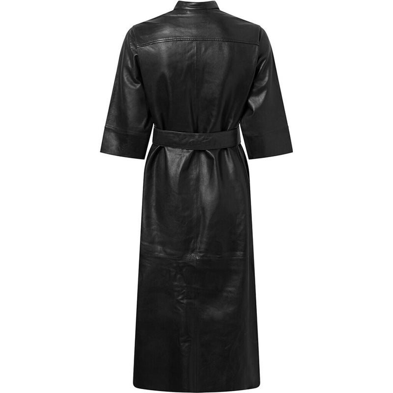 Depeche leather wear Paige skjortekjole i blødt skind Dresses 099 Black (Nero)