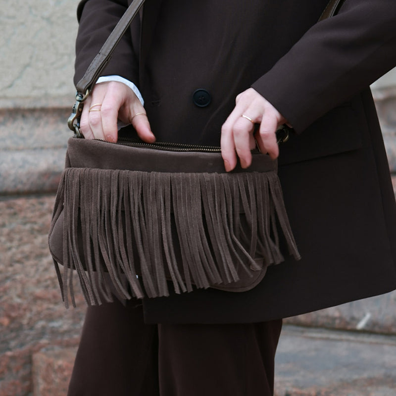 DEPECHE Ruskindsclutch med frynser Clutch 217 Deer