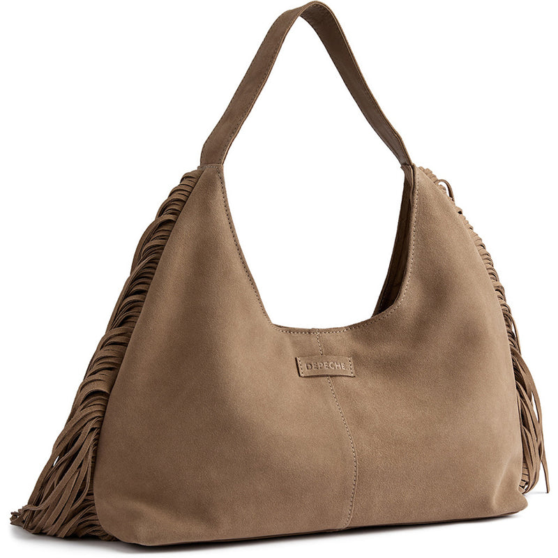 DEPECHE Ruskindsskuldertaske med frynser Shoulderbag / Handbag 011 Sand