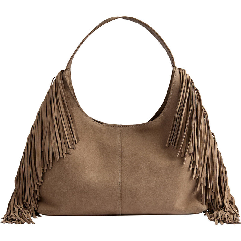 DEPECHE Ruskindsskuldertaske med frynser Shoulderbag / Handbag 011 Sand
