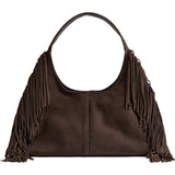 DEPECHE Ruskindsskuldertaske med frynser Shoulderbag / Handbag 217 Deer