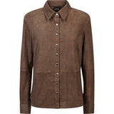 Depeche leather wear Sharon Frynse Ruskindskjorte Shirt 338 Walnut Brown